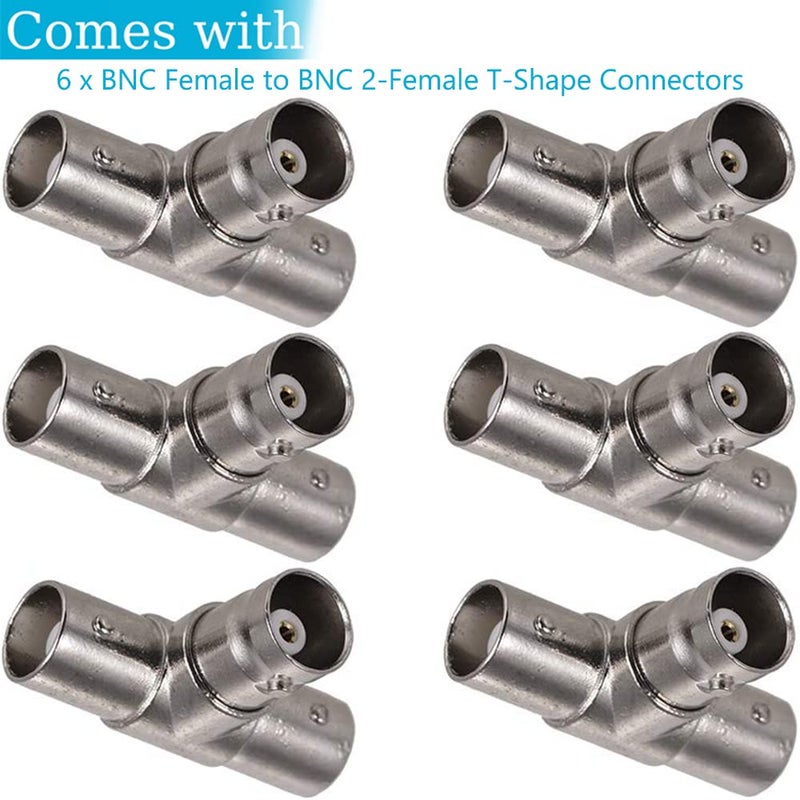 Warmstor 6-Pack Female to Female BNC Adapter Splitter - 3-Way Connector for Antenna, CCTV, DVR, Camera - Image 2
